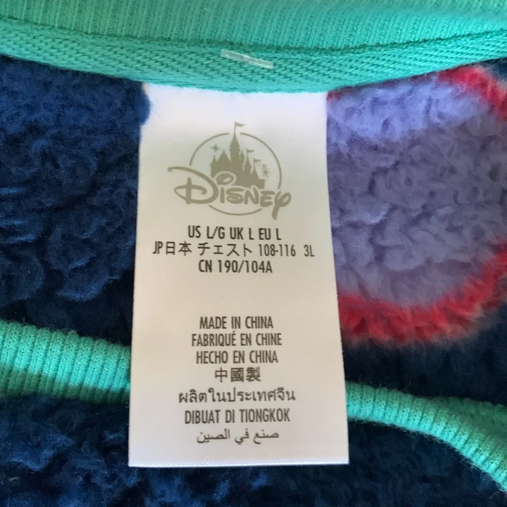 Disney Parks Mickey Mouse Sherpa Fleece Sweater US Size large Multicolor Faces - Picture 12 of 13